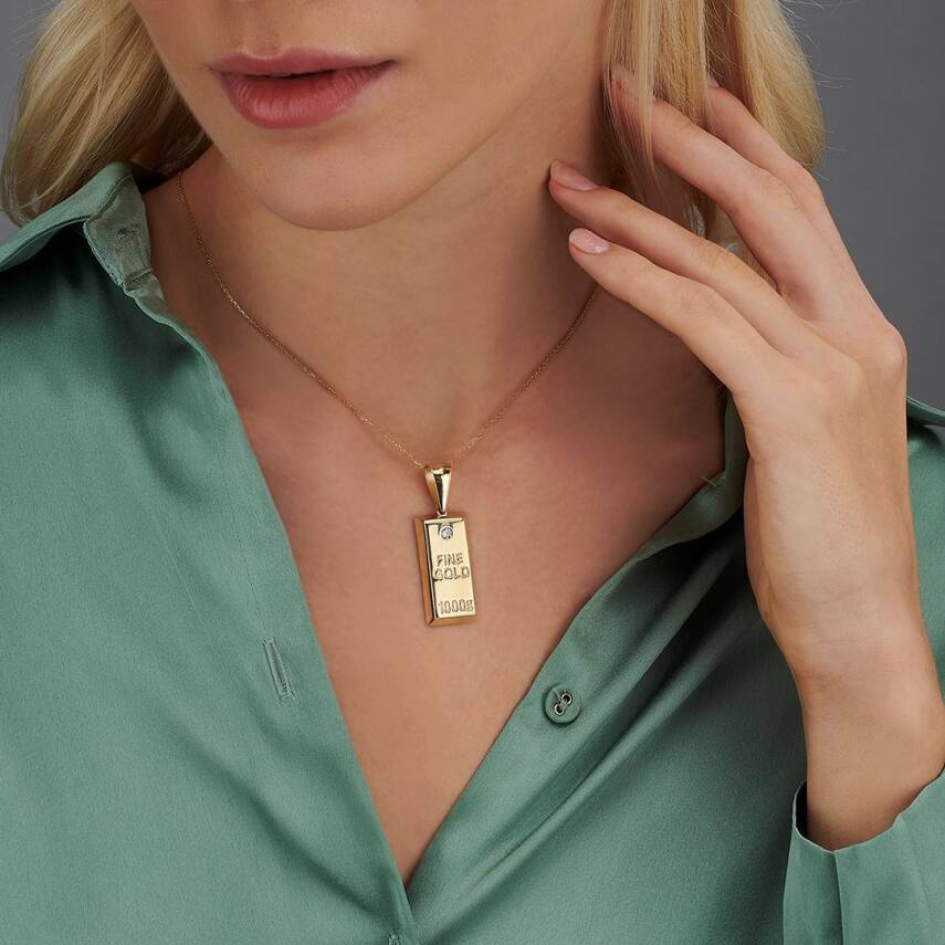 1000 Gram Büyük Boy Külçe Altın Görünümlü Kolye Ucu - Semih Haşhaş Kuyumculuk