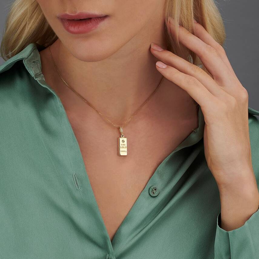 1000 Gram Küçük Boy Külçe Altın Görünümlü Kolye Ucu - Semih Haşhaş Kuyumculuk (1)