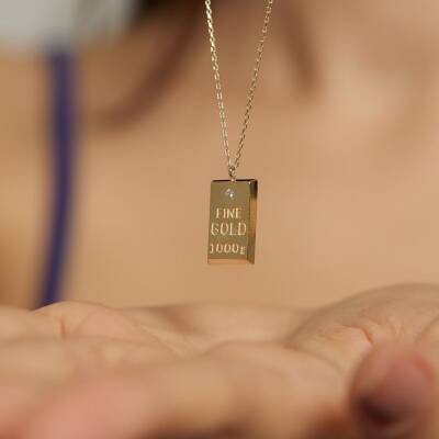 1000 Gram Külçe Altın Görünümlü Kolye - 2