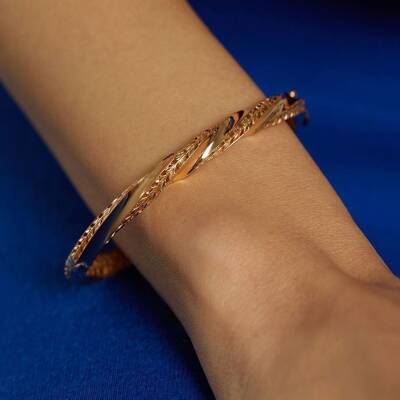 22 Ayar Desenli Burma Kelepçe Bilezik - 1