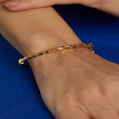 22 Ayar Desenli Burma Kelepçe Bilezik - 1