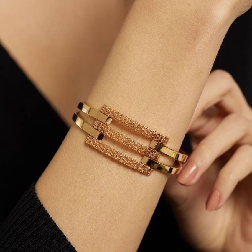 22 Ayar Desenli Kaburga Kelepçe - Semih Haşhaş Kuyumculuk