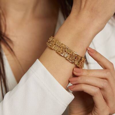 22 Ayar Dorika Detaylı Altın Zincir Bileklik - 2