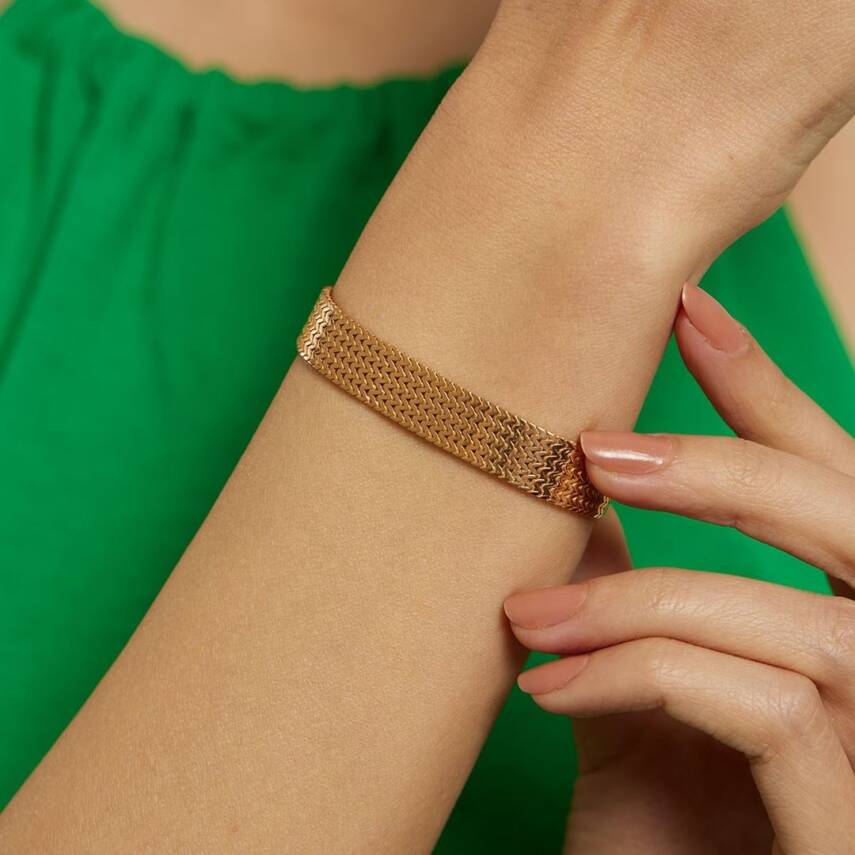 22 Ayar Örgü Kelepçe Bileklik - Semih Haşhaş Kuyumculuk (1)