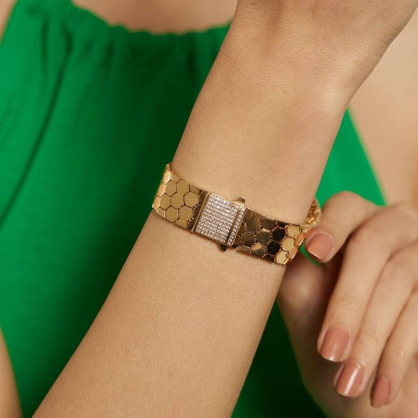 22 Ayar Petek Desenli Bileklik - Semih Haşhaş Kuyumculuk