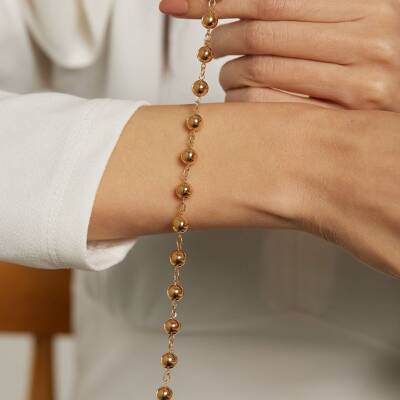 22 Ayar Top Dizili Altın Zincir Bileklik - 2