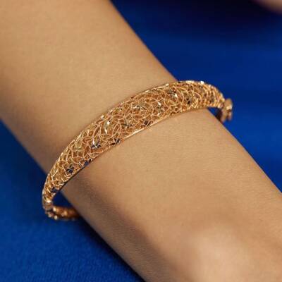 22 Ayar Yıldız Detaylı Altın Kelepçe Bilezik - 1