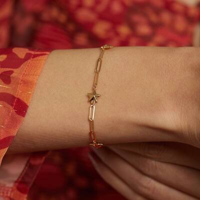 22 Ayar Yıldızlı Ataş Zincir Bileklik - 1