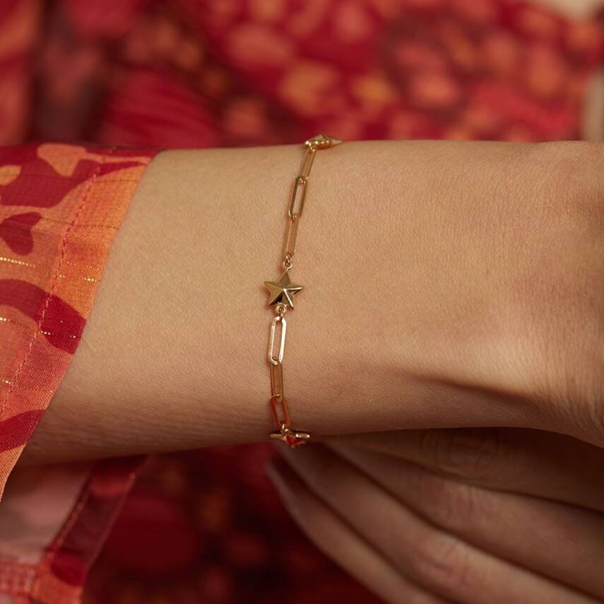 22 Ayar Yıldızlı Ataş Zincir Bileklik - Semih Haşhaş Kuyumculuk