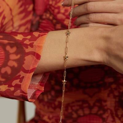 22 Ayar Yıldızlı Ataş Zincir Bileklik - 2