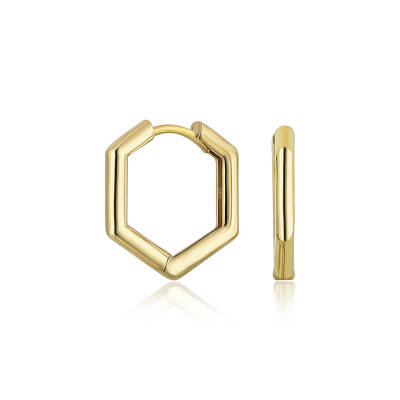 Altıgen Altın Halka Küpe - 1