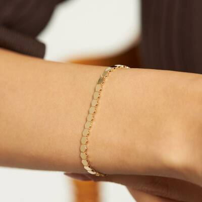 Altıgen Plaka Altın Bileklik - 1