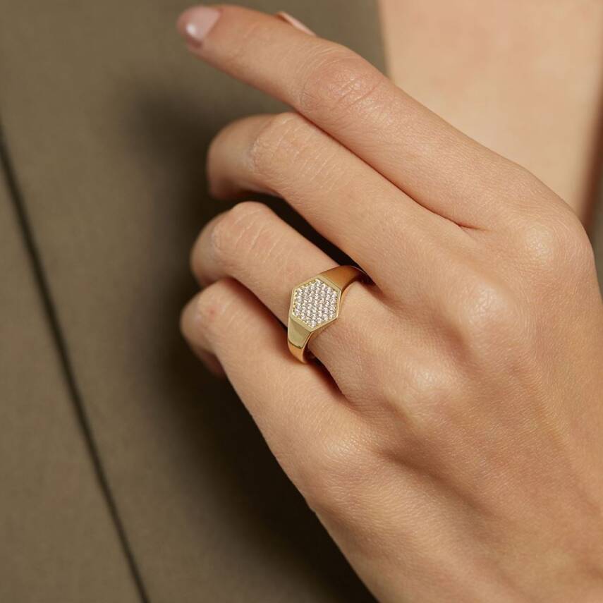 Altıgen Taşlı Altın Yüzük - Semih Haşhaş Kuyumculuk