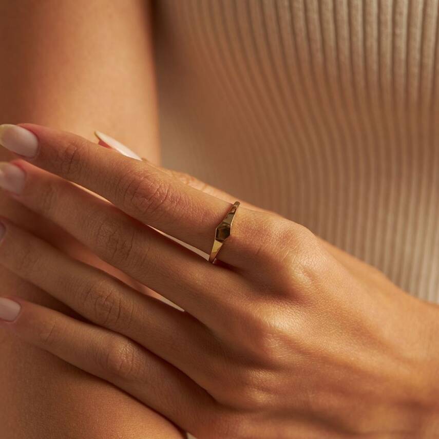 Altıgen Taşsız Minimal Altın Yüzük - Semih Haşhaş Kuyumculuk