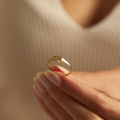 Altıgen Taşsız Minimal Altın Yüzük - 2