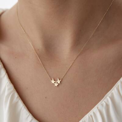 Altın 3'lü Yıldız Kolye - 3
