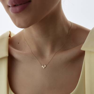 Altın 3'lü Minimal Yıldız Kolye - 1
