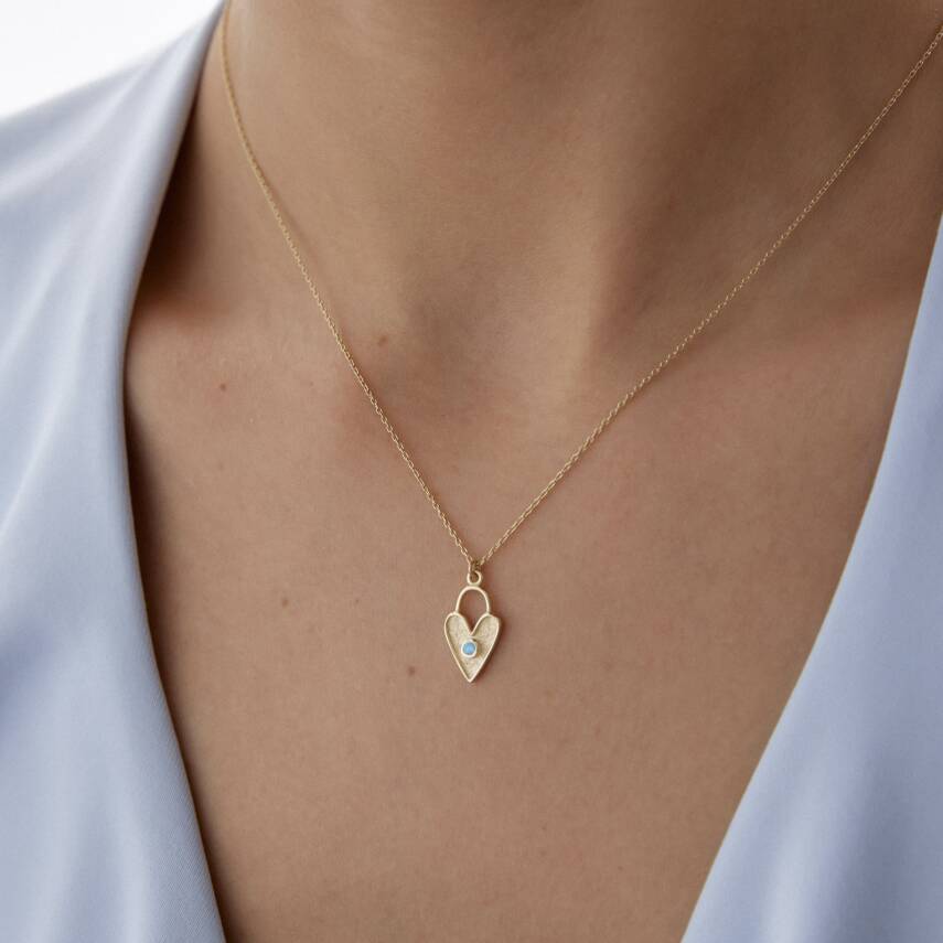 Altın Aqua Taşlı Luna Kalp Kolye - Semih Haşhaş Kuyumculuk (1)