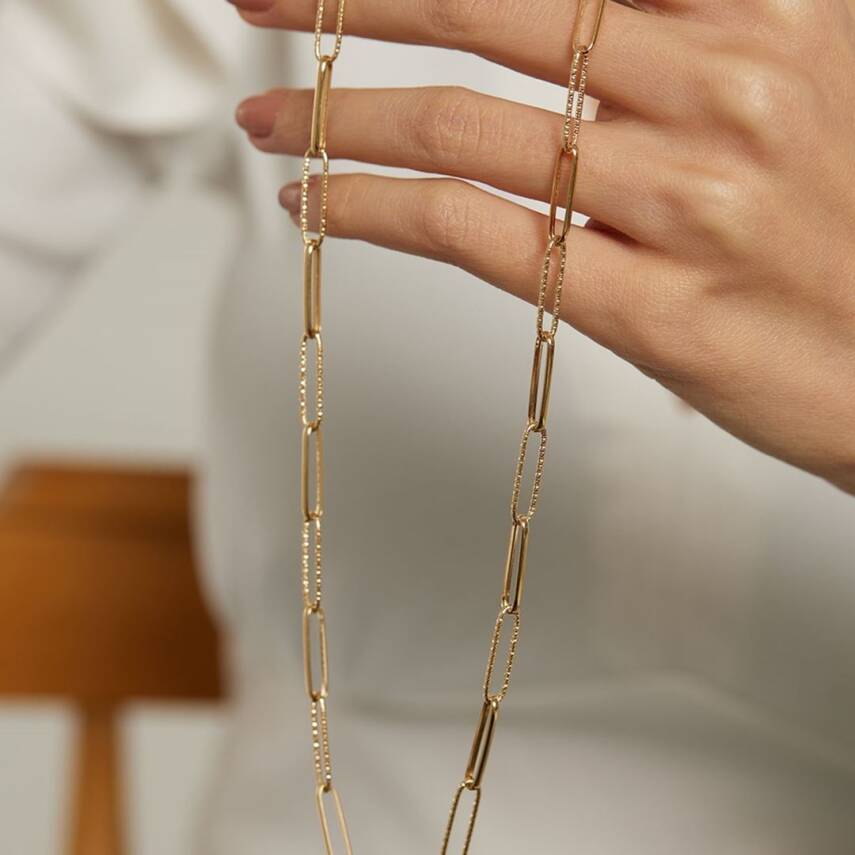 Altın Ataç Zincir Kolye (65 Cm) - 3