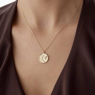 Altın Ay Yıldız Plaka Kolye - 1