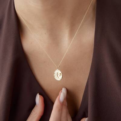 Altın Ay Yıldız Plaka Kolye - 2