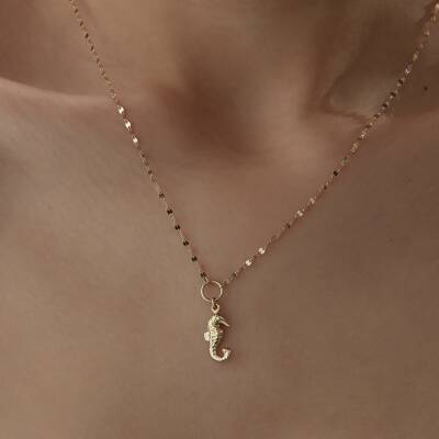 Altın Aynalı Zincirli Denizatı Kolye - 3