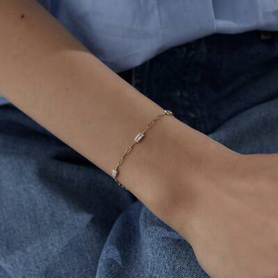 Altın Baget Taşlı Ataş Bileklik - 2