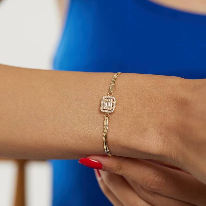 Altın Baget Taşlı Balıksırtı Bileklik - Semih Haşhaş Kuyumculuk (1)