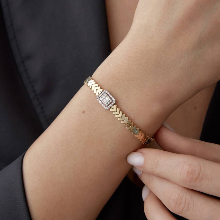 Altın Baget Taşlı Kılçık Bileklik - Semih Haşhaş Kuyumculuk (1)