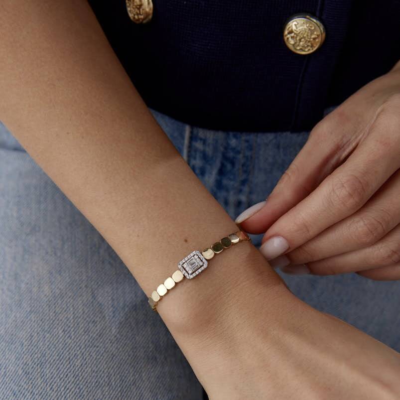 Altın Baget Taşlı Pul Bileklik - Semih Haşhaş Kuyumculuk