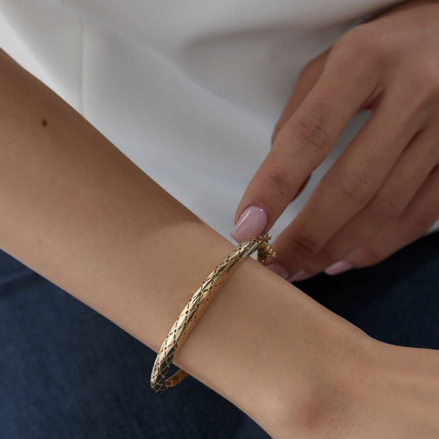 Altın Baklava Desenli Kelepçe - Semih Haşhaş Kuyumculuk