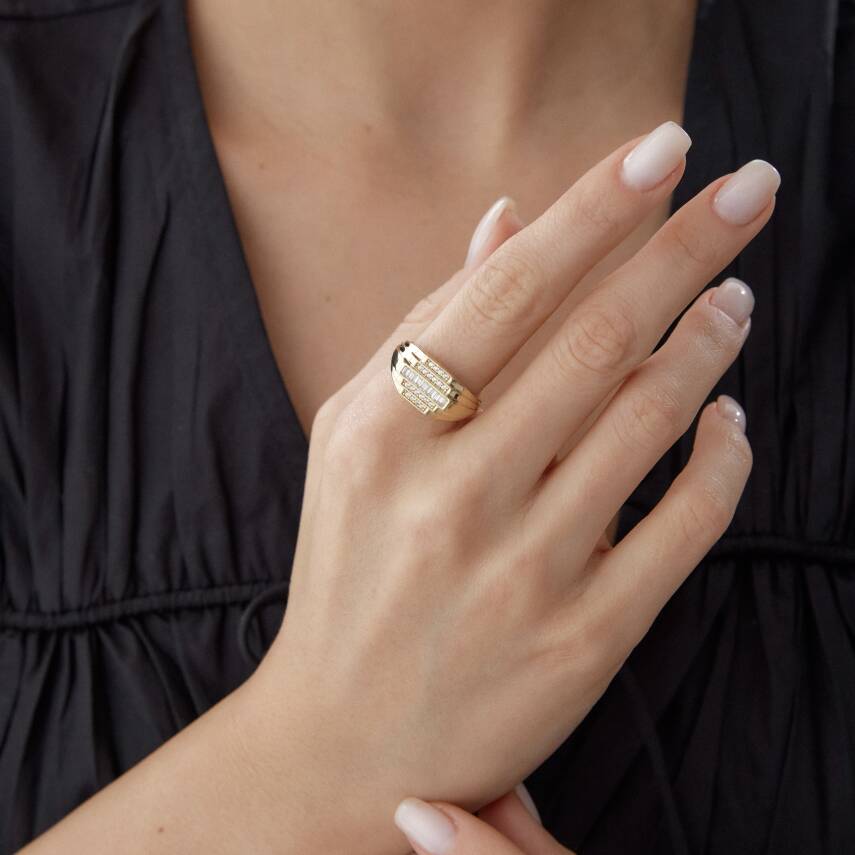 Altın Taşlı Katman Yüzük - Semih Haşhaş Kuyumculuk (1)