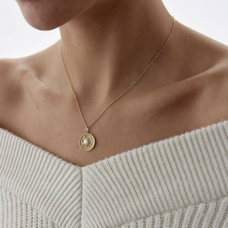 Altın Beyaz İnci Luna Güneş Kolye - Semih Haşhaş Kuyumculuk (1)