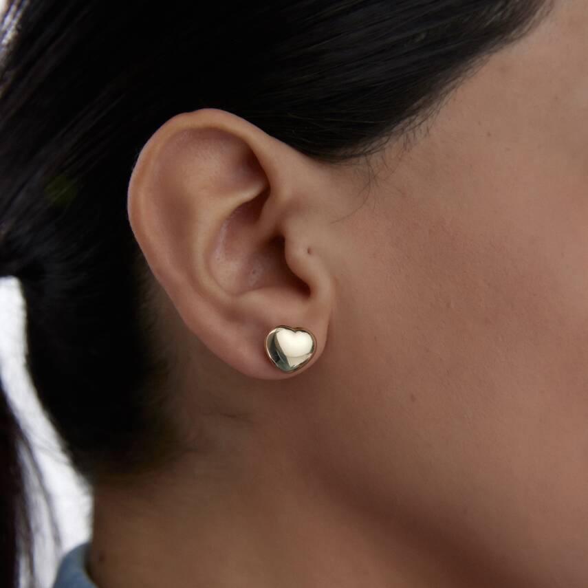 Altın Bombeli Kalp Küpe - Semih Haşhaş Kuyumculuk (1)