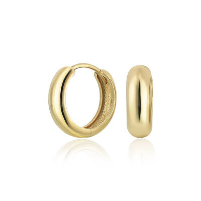 Altın Bombeli Kilit Halka Küpe - 1