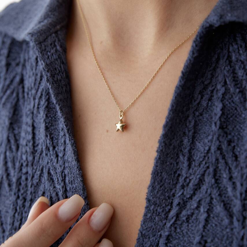 Altın Bombeli Plaka Yıldız Kolye - Semih Haşhaş Kuyumculuk (1)