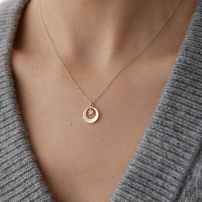 Altın Çerçeveli Mini Yıldız Kolye - 1