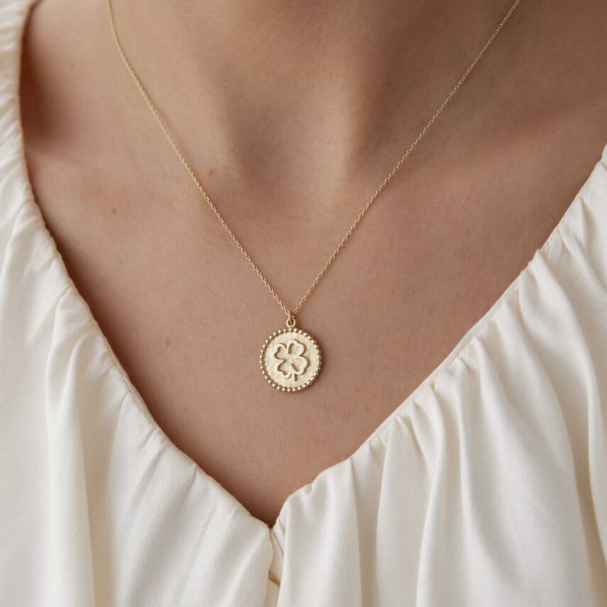 Altın Çerçeveli Yonca Kolye - Semih Haşhaş Kuyumculuk