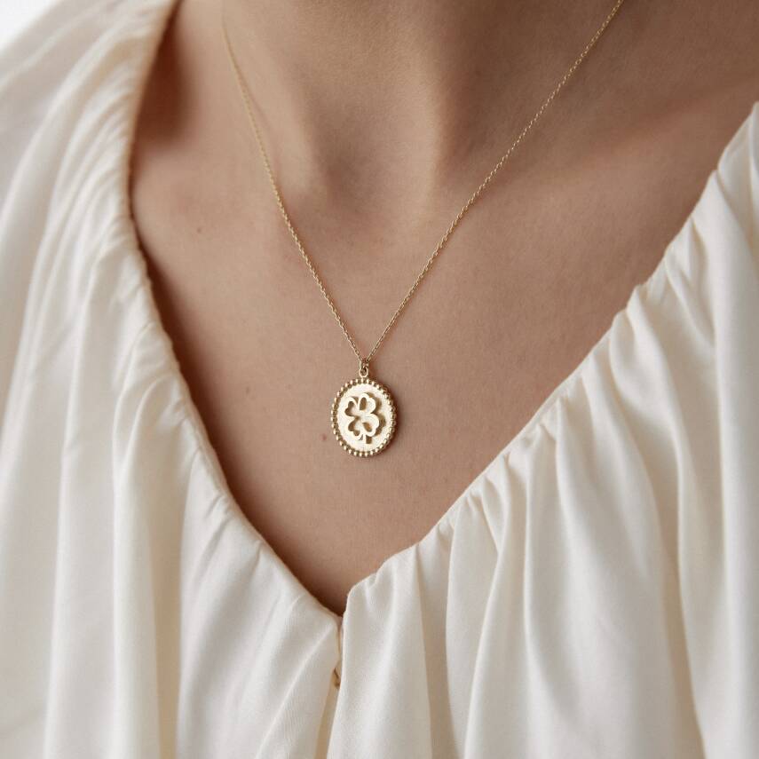 Altın Çerçeveli Yonca Kolye - Semih Haşhaş Kuyumculuk (1)