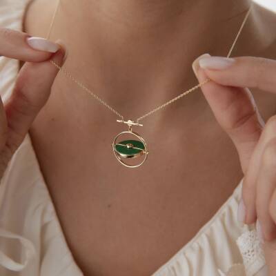 Altın Çift Taraflı Gezegen Kolye - 2