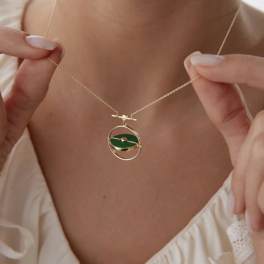 Altın Çift Taraflı Gezegen Kolye - 2