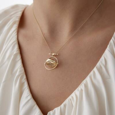 Altın Çift Taraflı Gezegen Kolye - 3