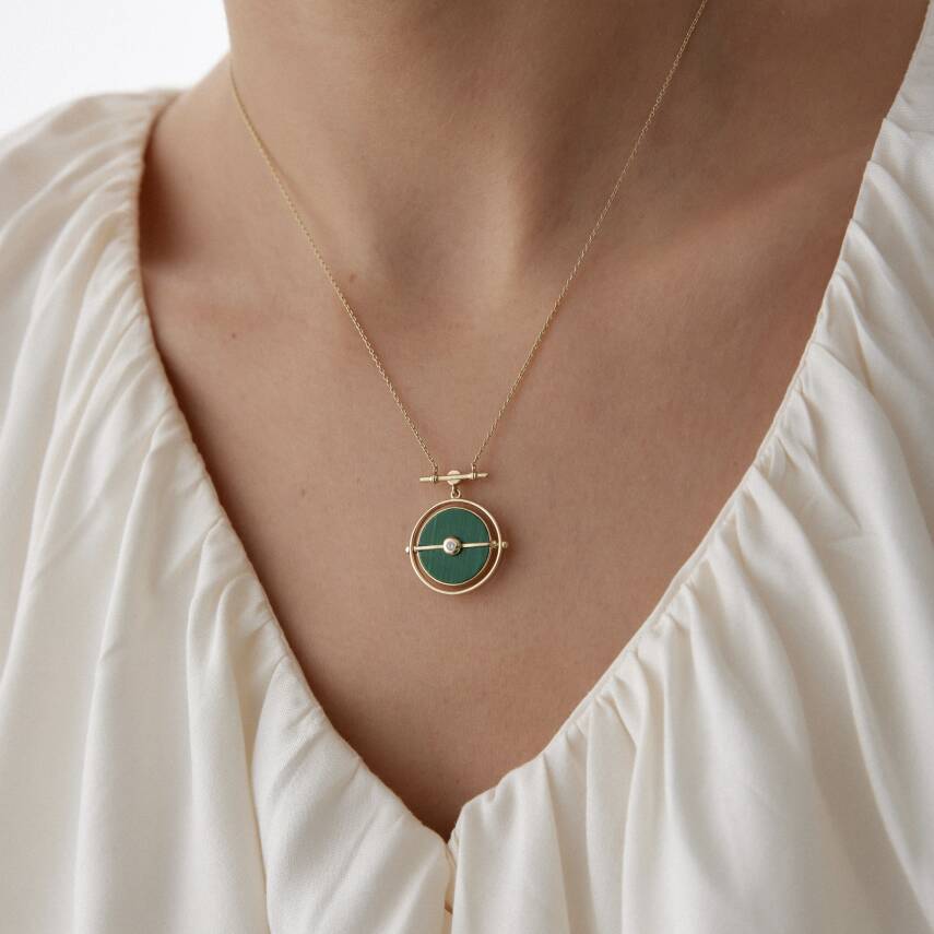 Altın Çift Taraflı Gezegen Kolye - 4