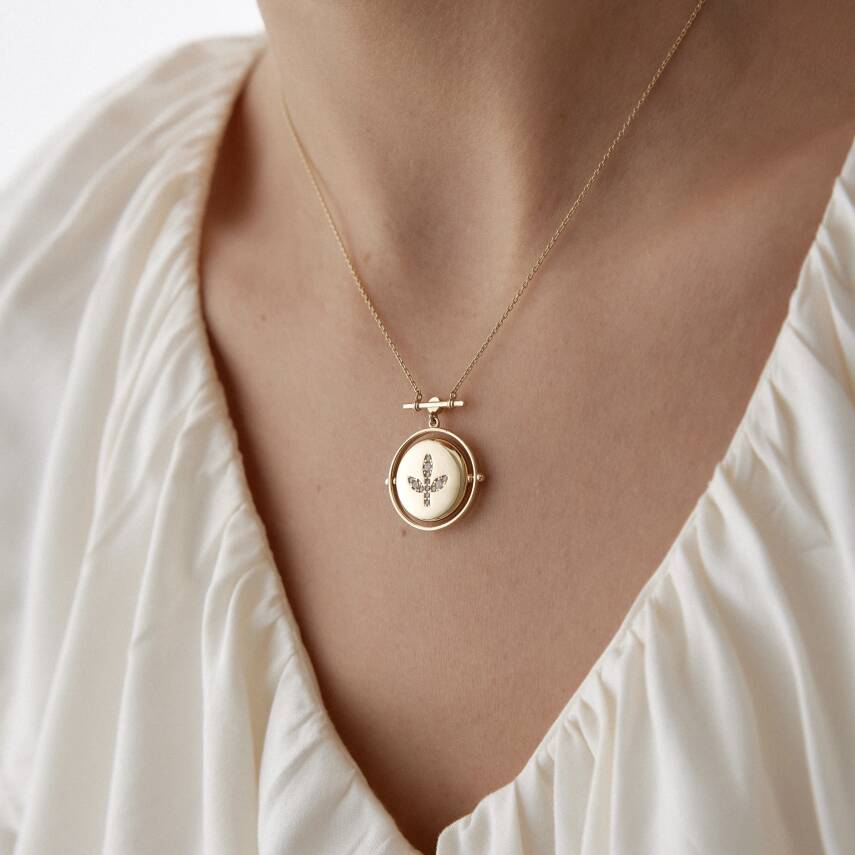 Altın Çift Taraflı Gezegen Kolye - 5