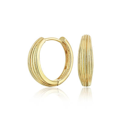 Altın Çizgi Desenli Halka Küpe - 1