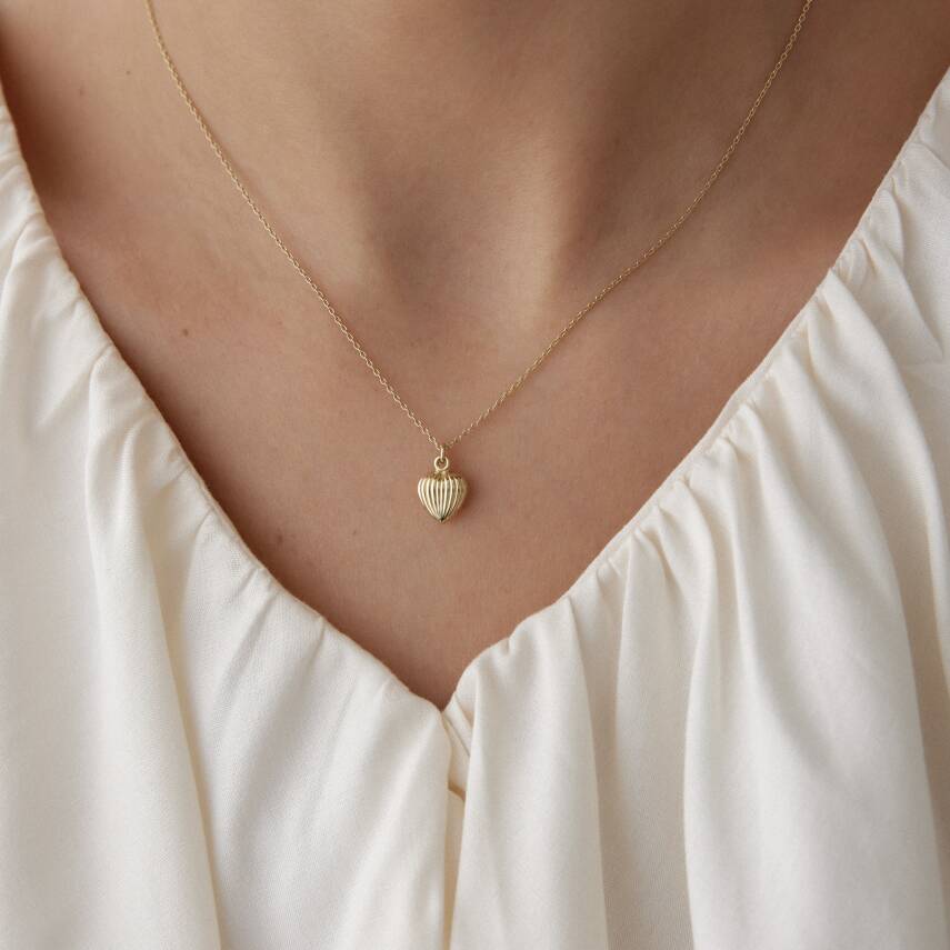 Altın Çizgili Minimal Kalp Kolye - Semih Haşhaş Kuyumculuk (1)