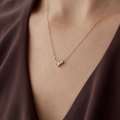 Altın Damla Markiz Kolye - 2