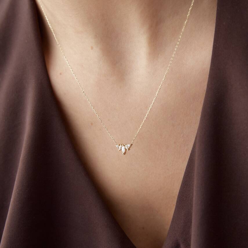 Altın Damla Markiz Kolye - 3