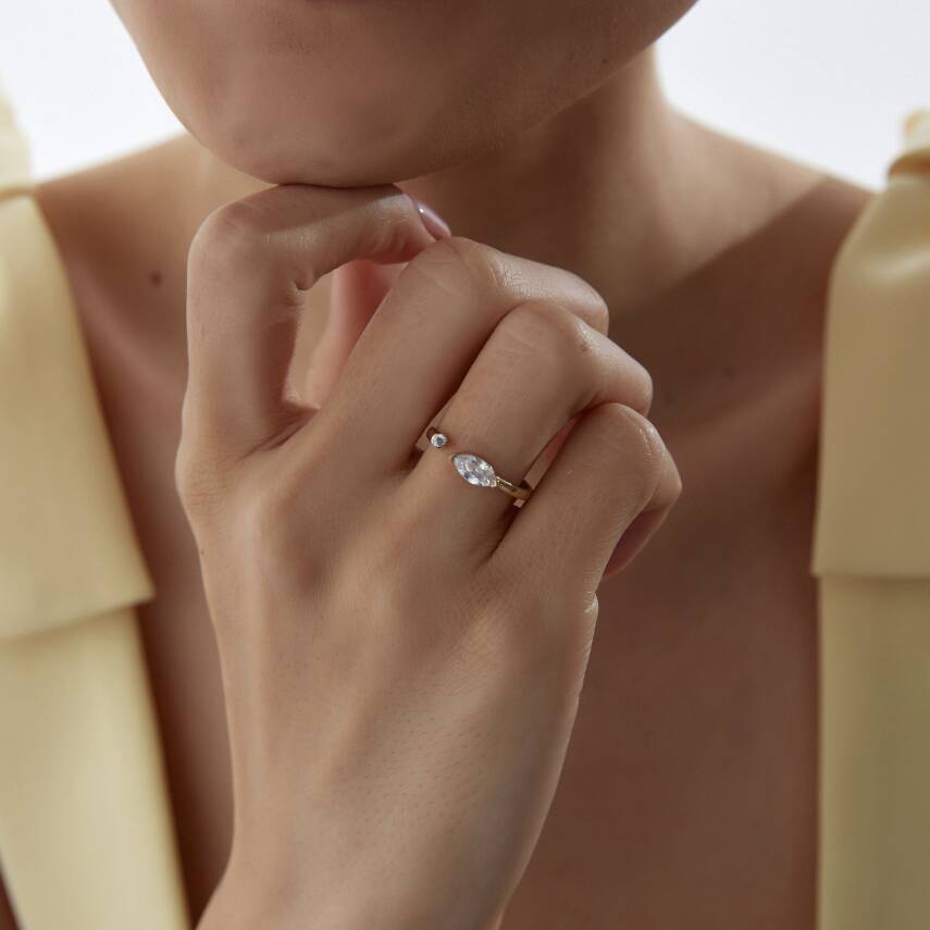 Altın Damla Taşlı Yüzük - 1