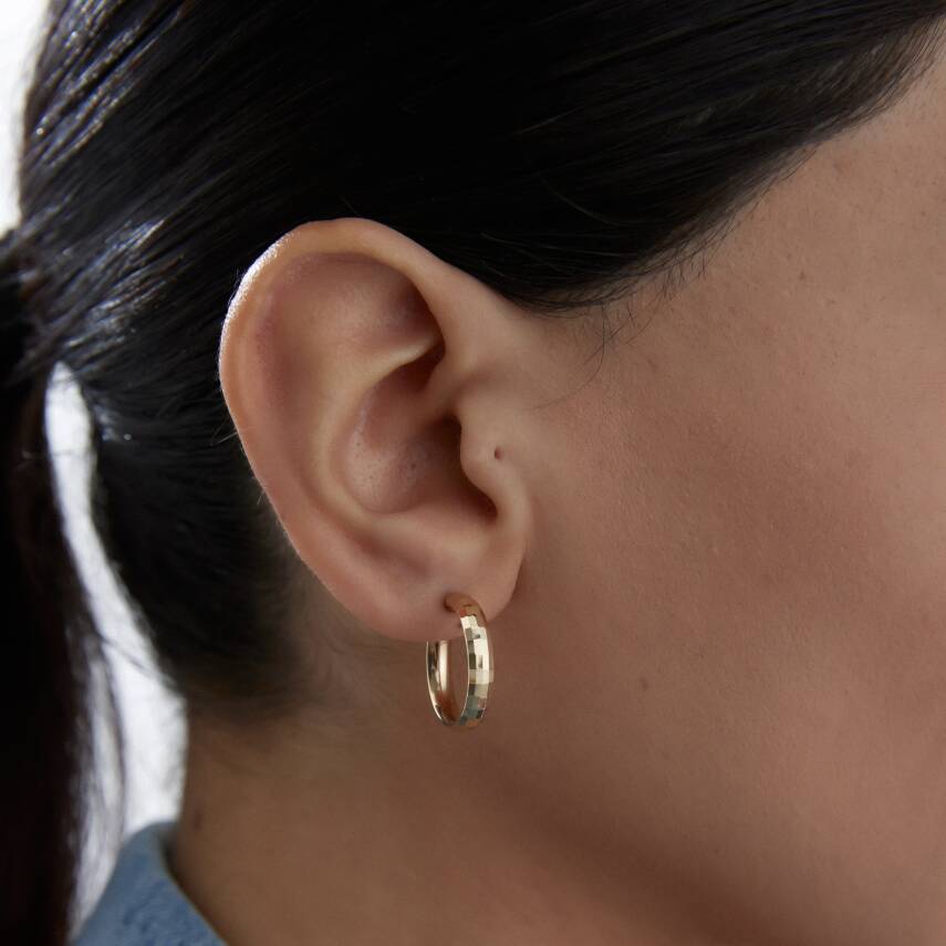 Altın Desenli Halka Küpe - Semih Haşhaş Kuyumculuk